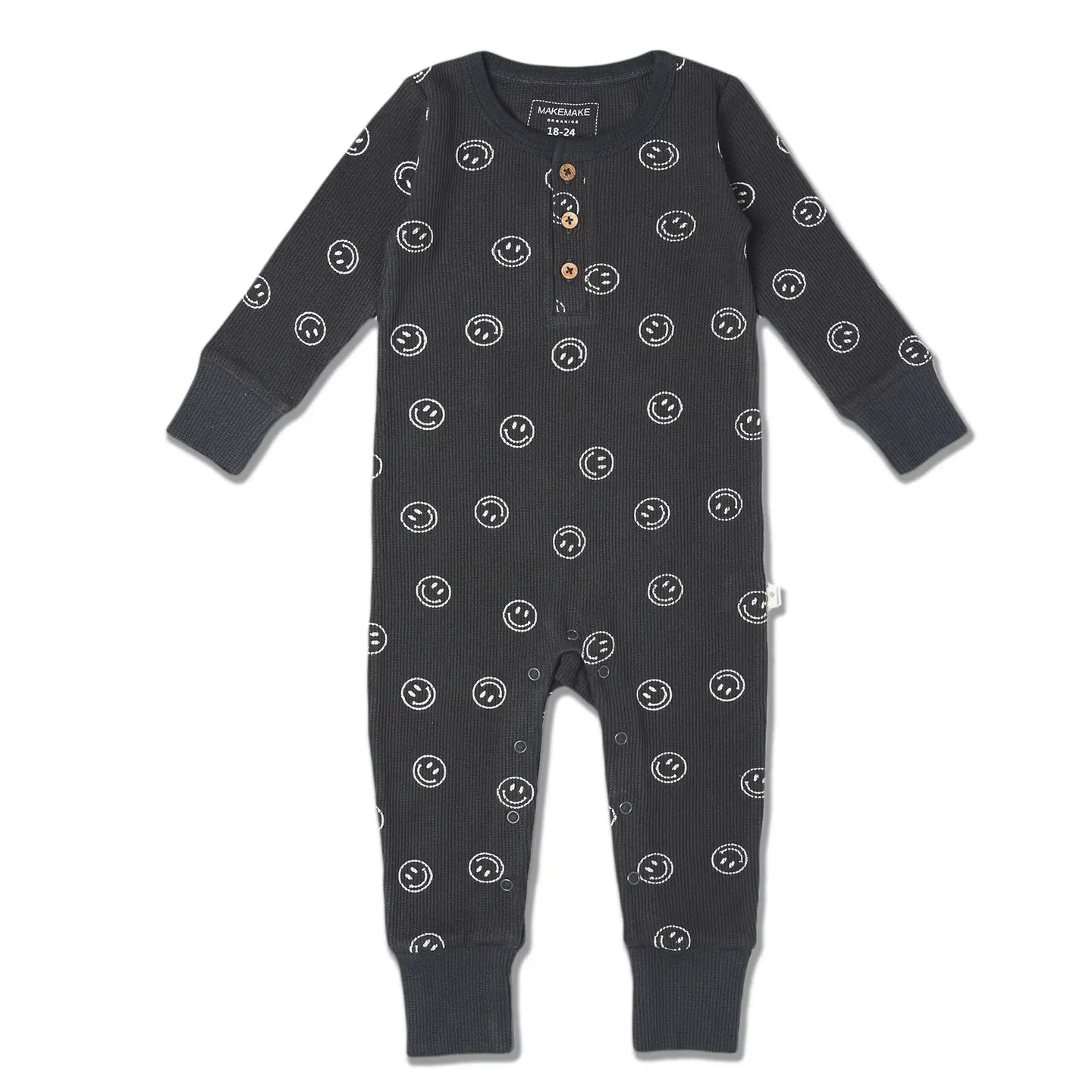 Happy Face Organic Button Romper
