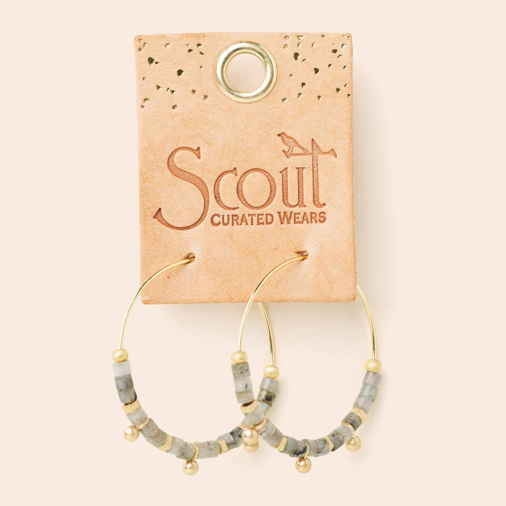 Stone Disc Hoop Earrings