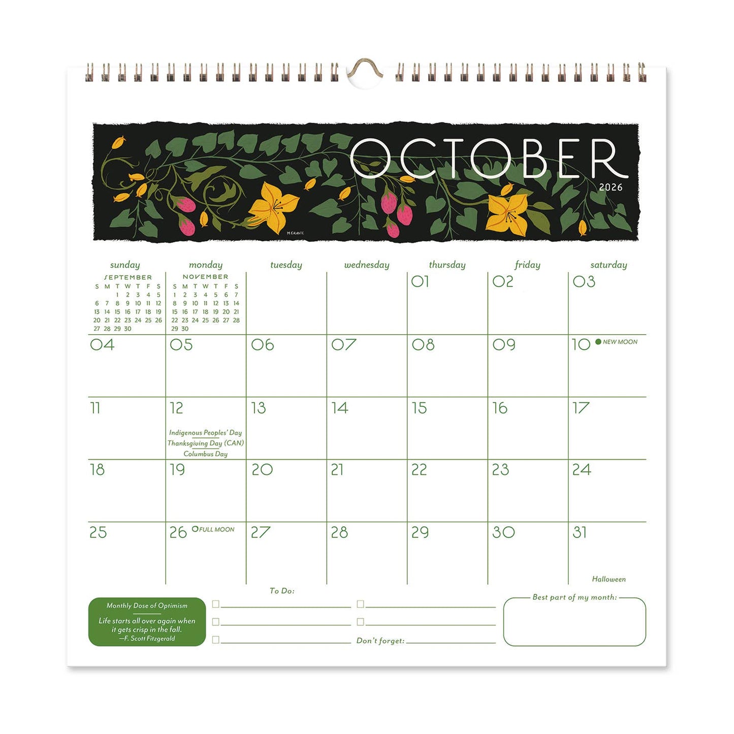 2026 Garden Party 12 Month Classic Grid Calendar