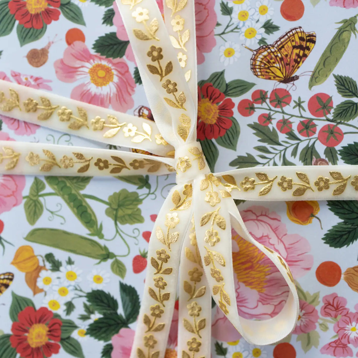 Gold Daisy Velvet Ribbon