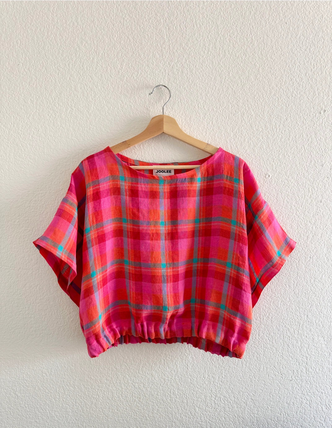 Pink Check Linen Top