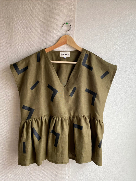 Olive Linen Top