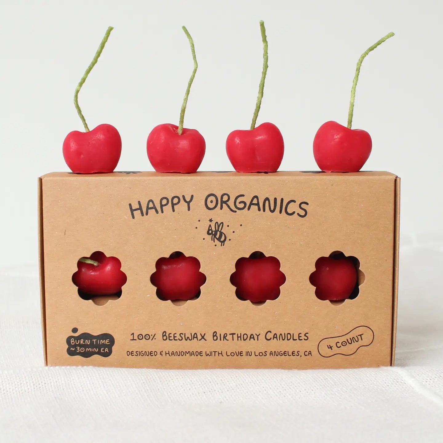 Beeswax Cherry Birthday Candles