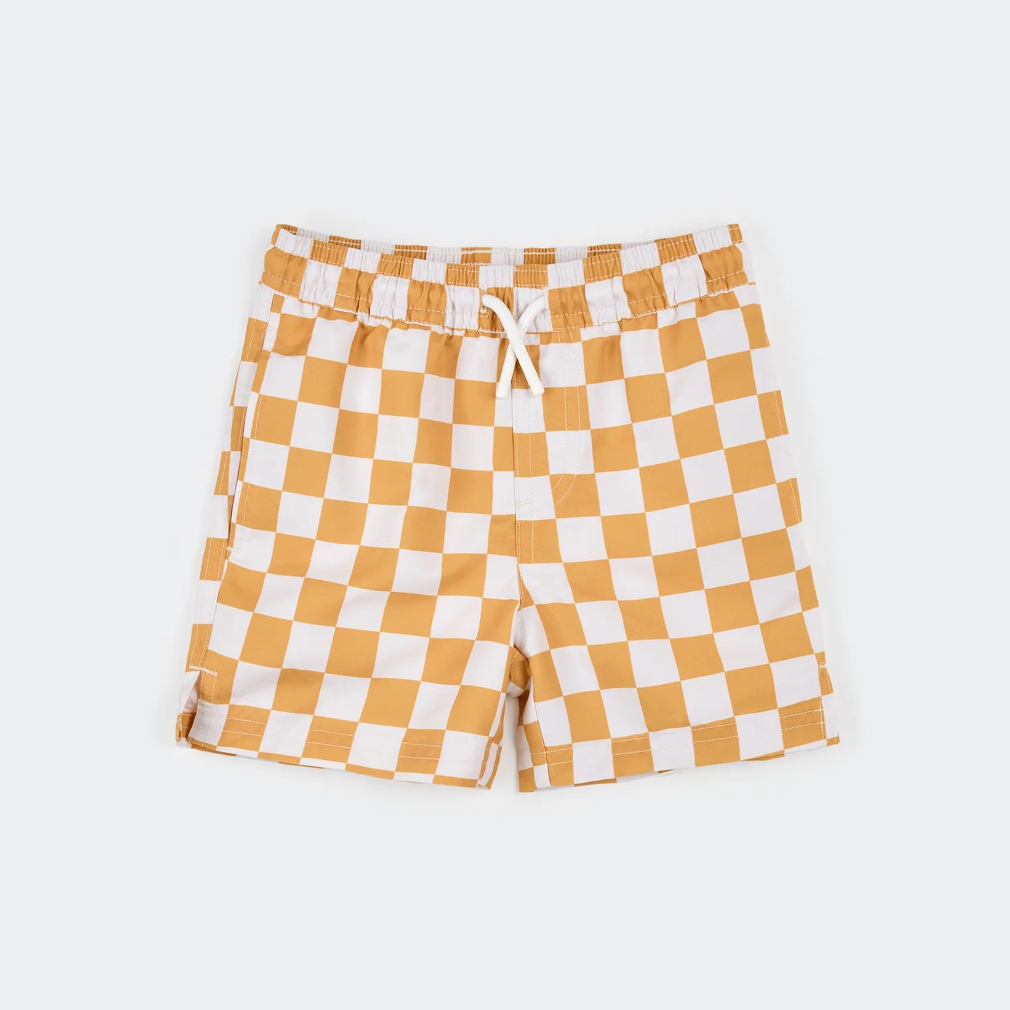 Orange Checkered Swim Trunks