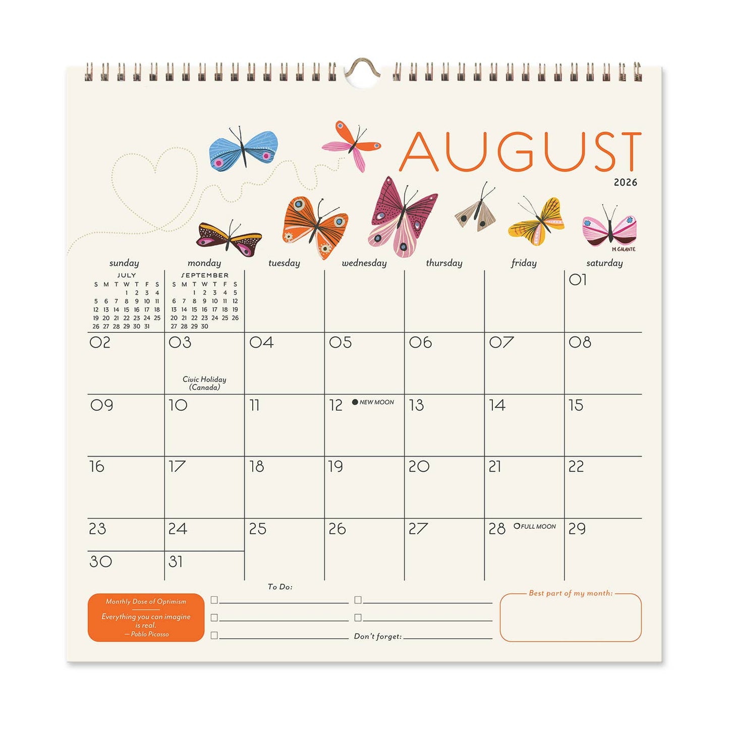 2026 Garden Party 12 Month Classic Grid Calendar