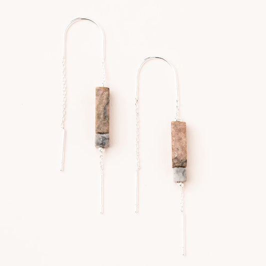 Rectangle Stone Thread Earring