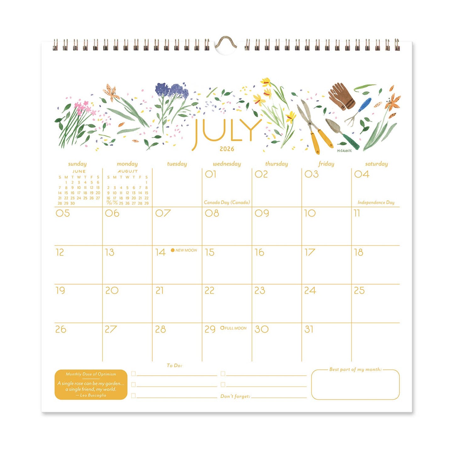 2026 Garden Party 12 Month Classic Grid Calendar