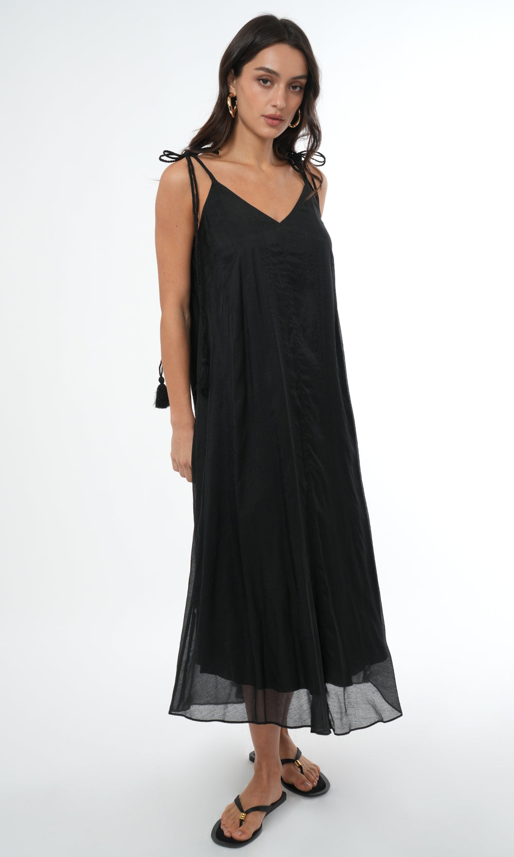 Braided Tassel Strap Midi Dress