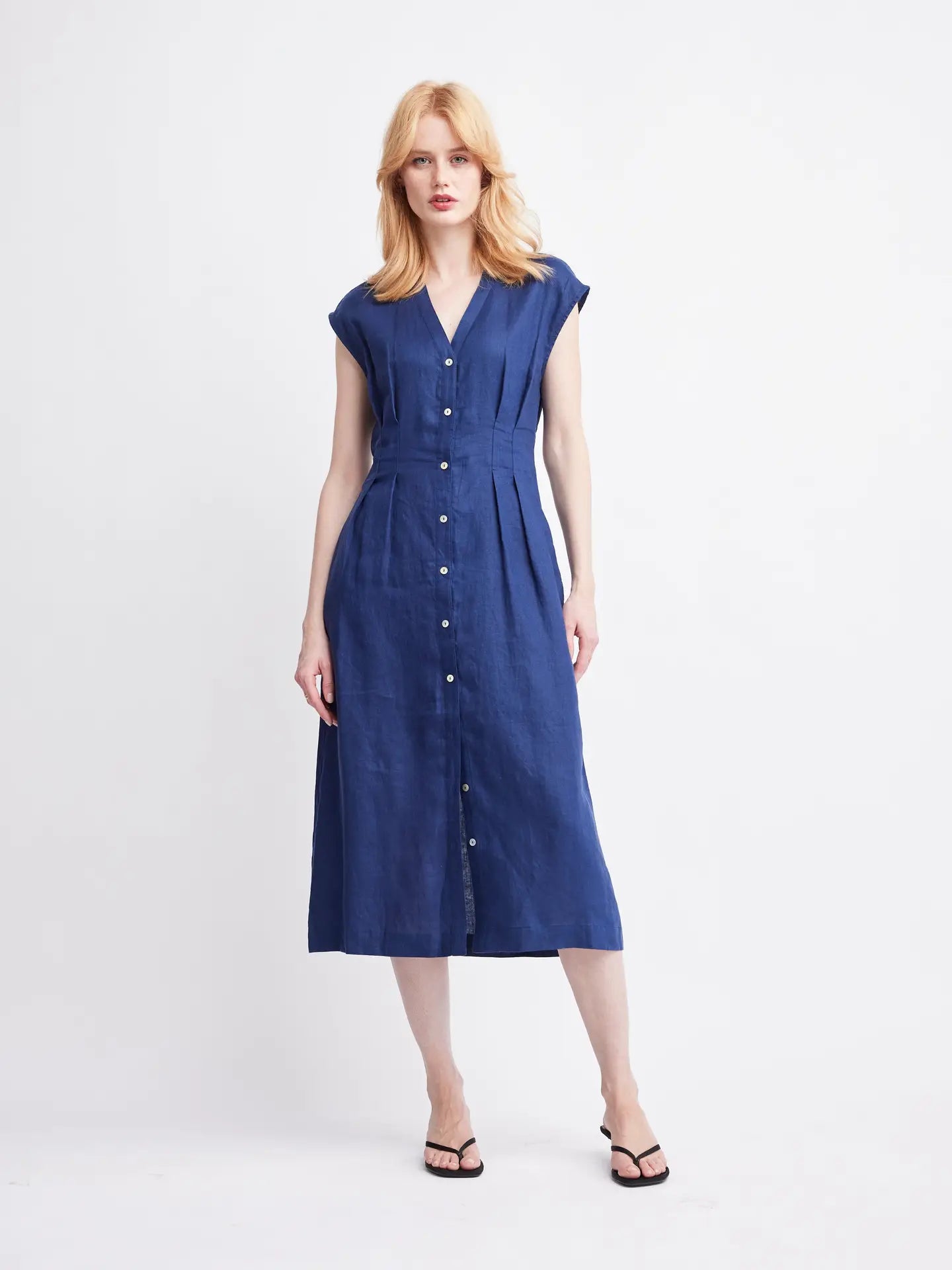 Jamila Button Front Midi Dress