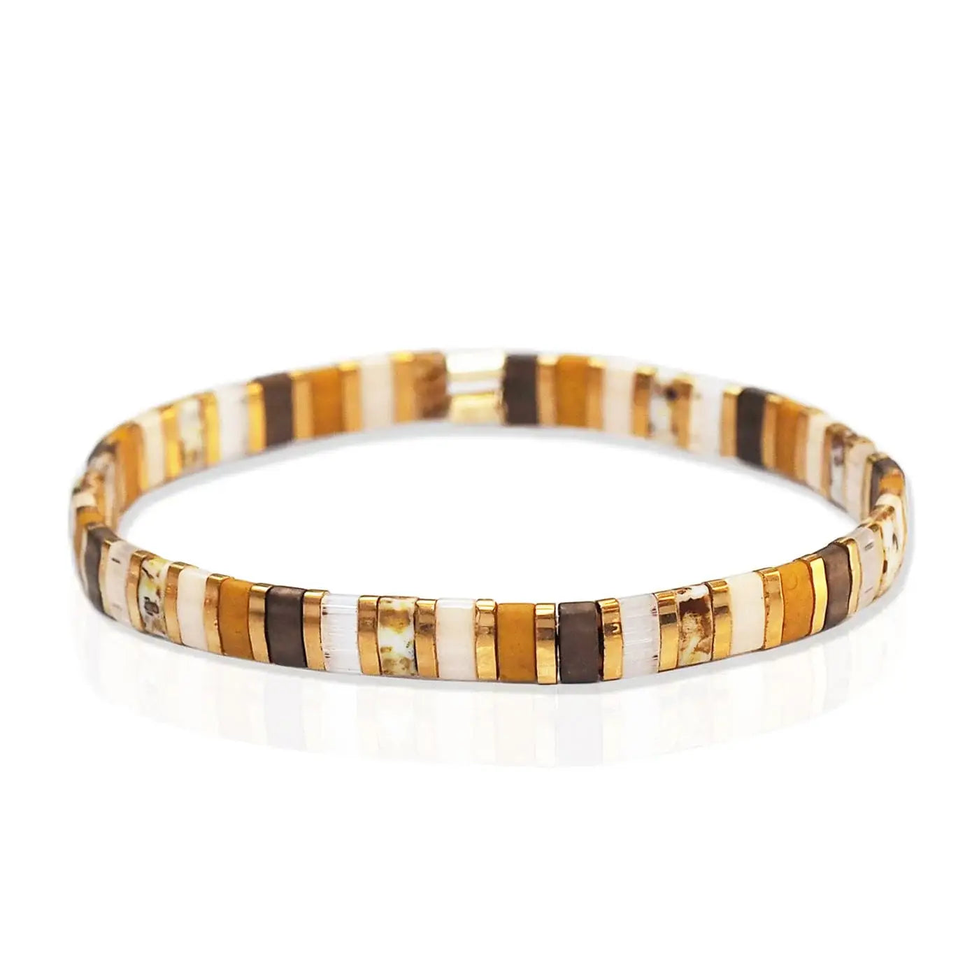 Marbelized Tila Beaded Stretch Bracelet