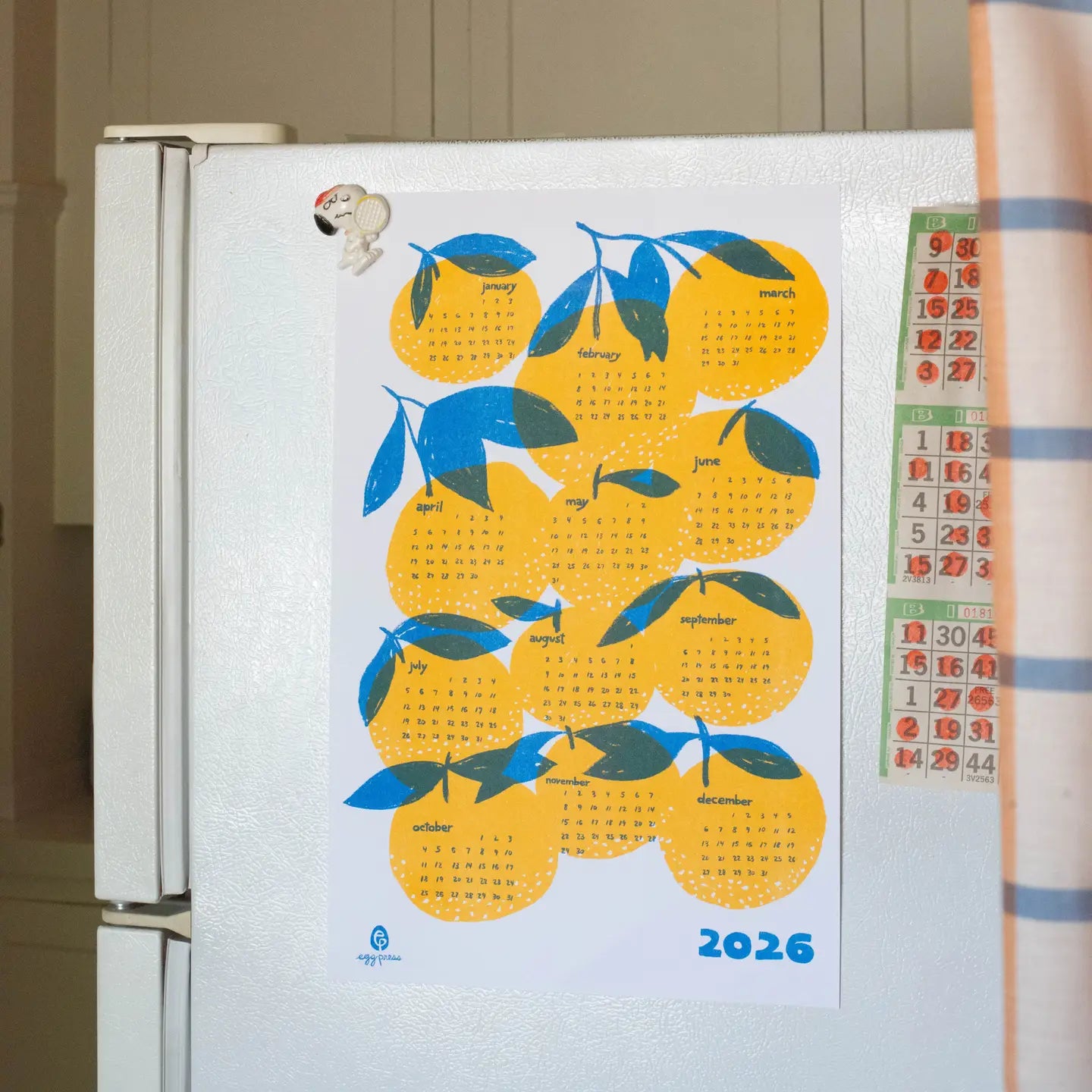 Oranges 2026 Calendar Illustrated Risograph Print