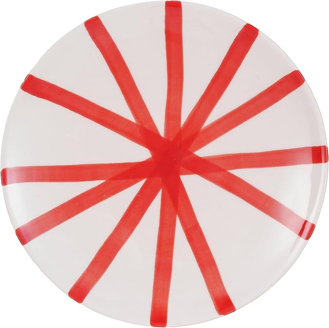 Hand Painted Stoneware Pedestal with Stripes