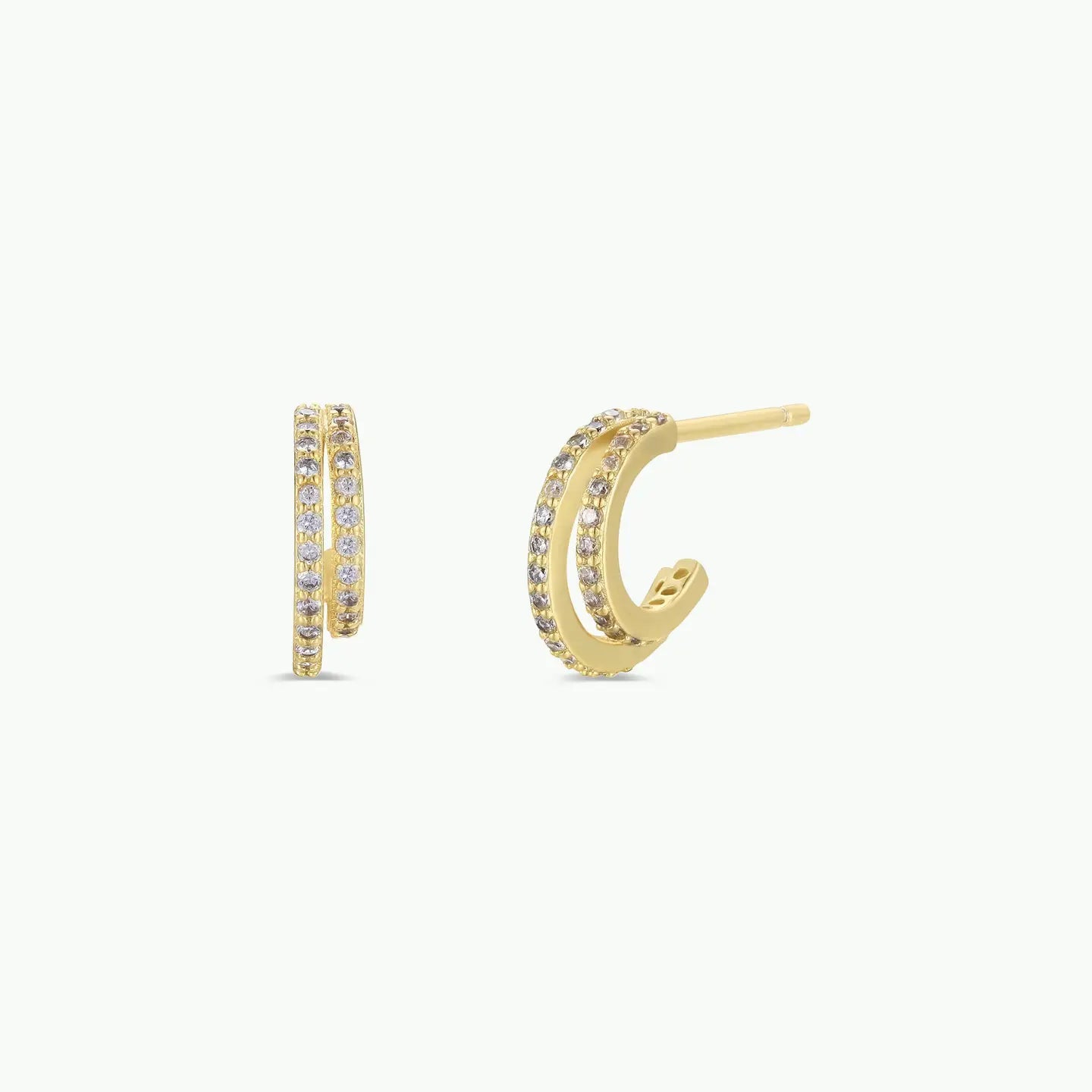 Double Champagne Hoop - Gold Earrings