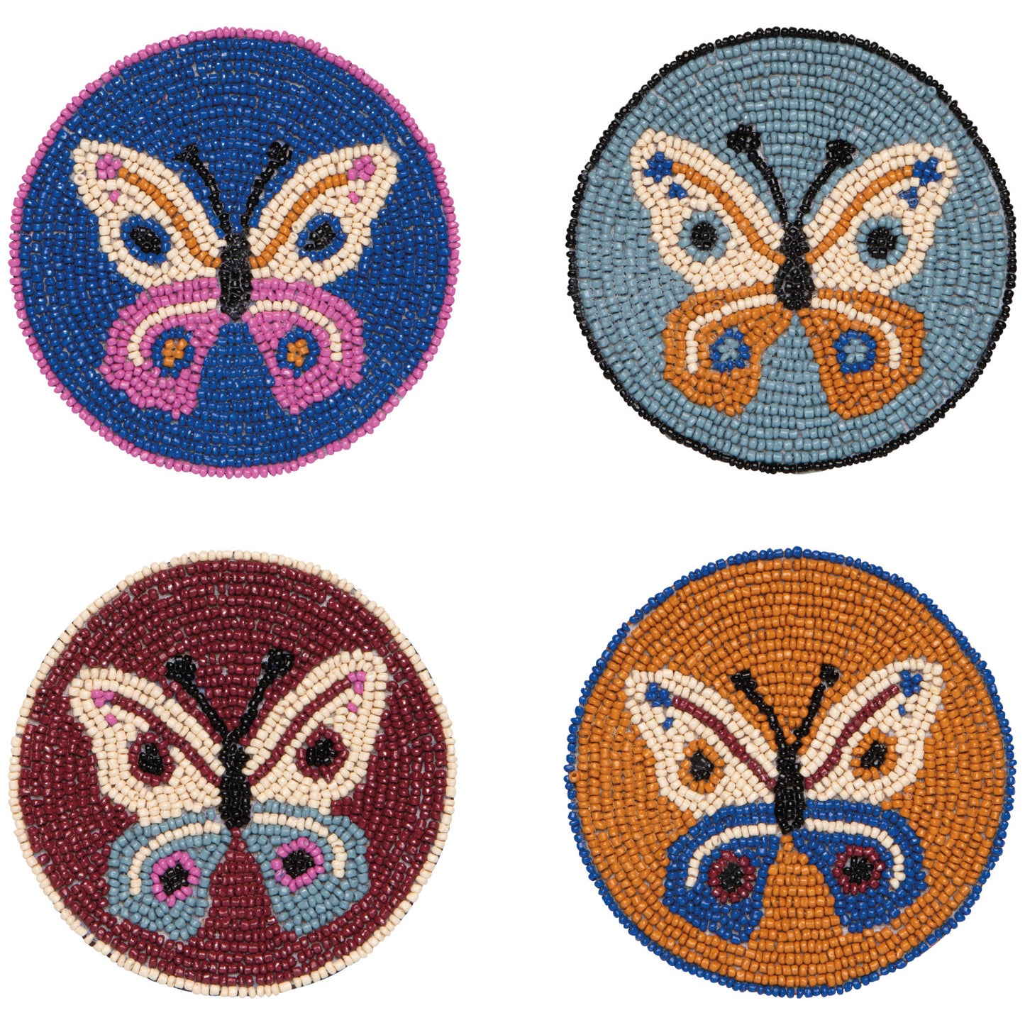 Beaded Coasters, Set of 4