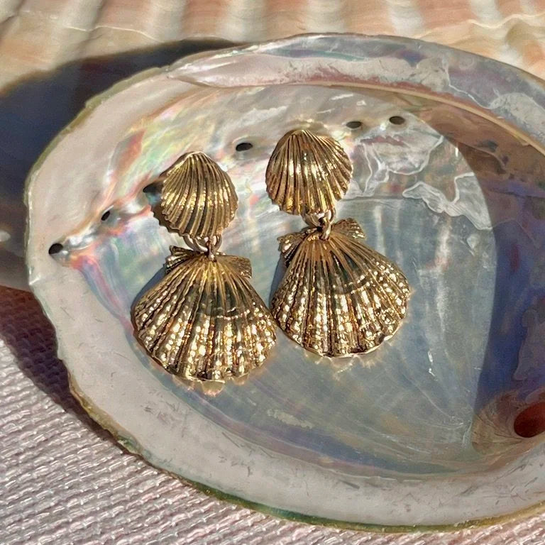 Bronze Shela Shell Double Drop Earrings