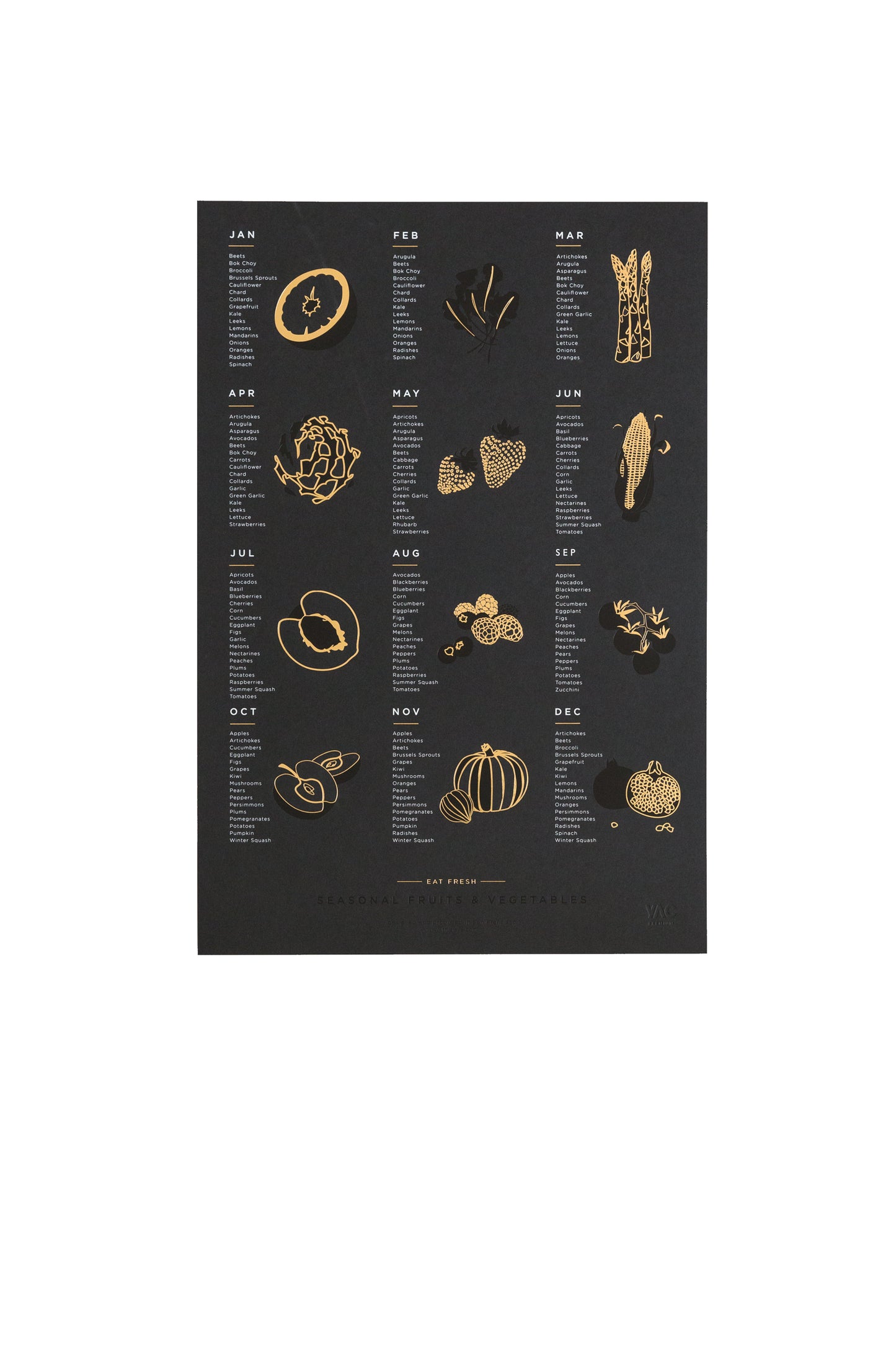 Fruit and Vegetable Foil Pressed Print