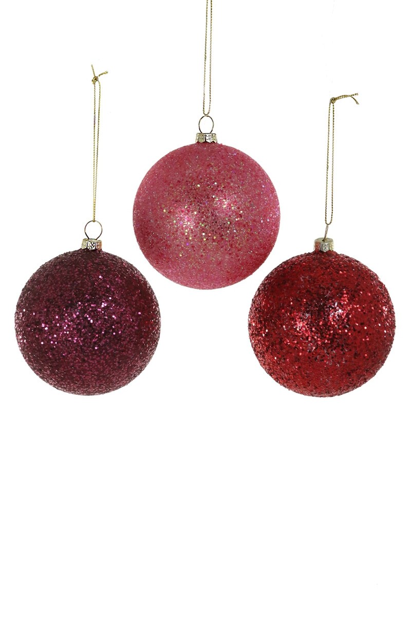 Red Glitter Baubles, Medium