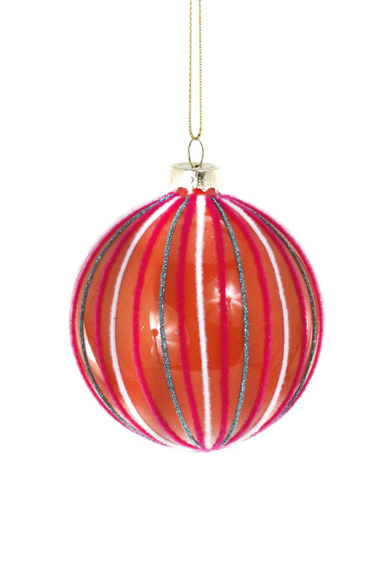 Flocked Stripe Ornament