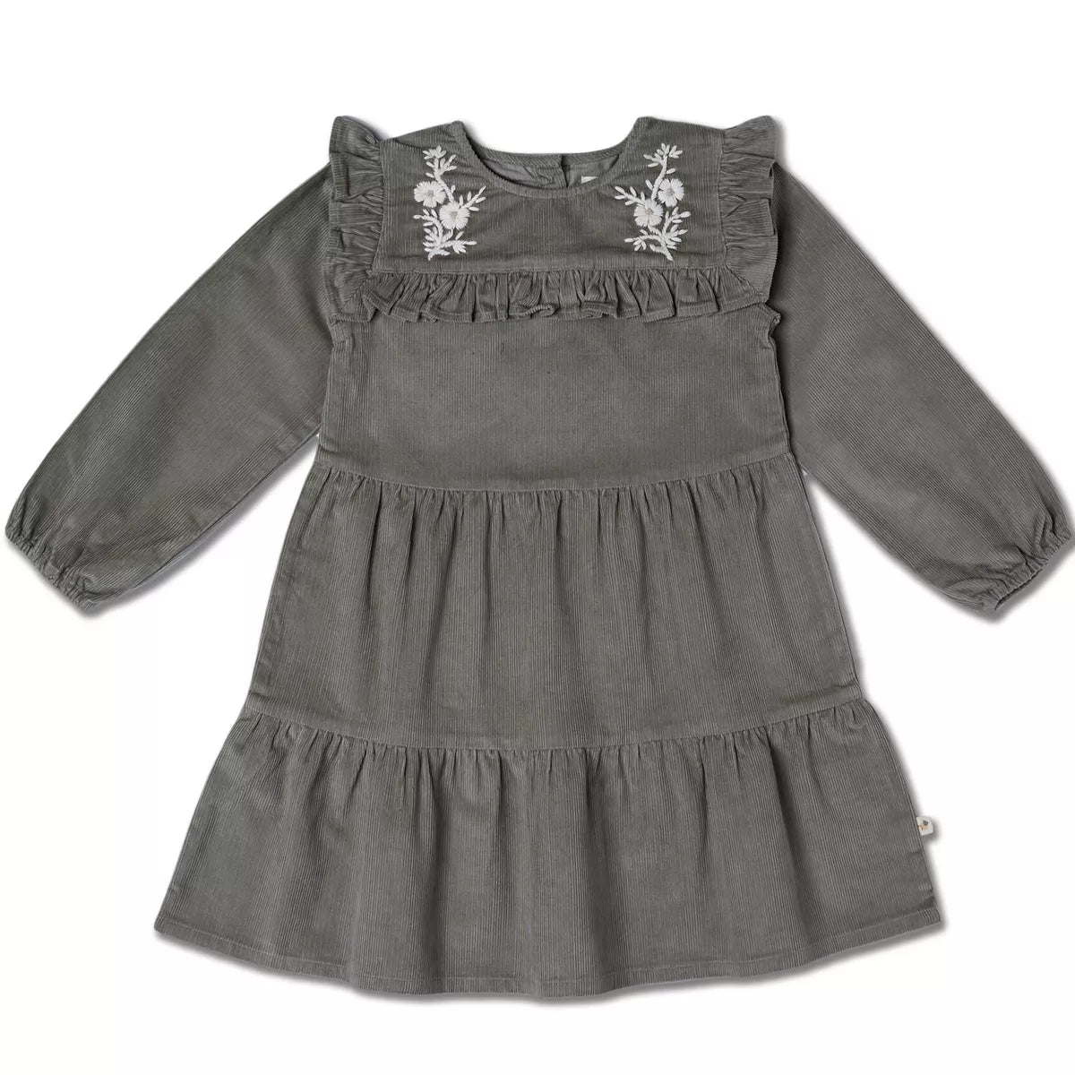 Embroidered Corduroy Dress