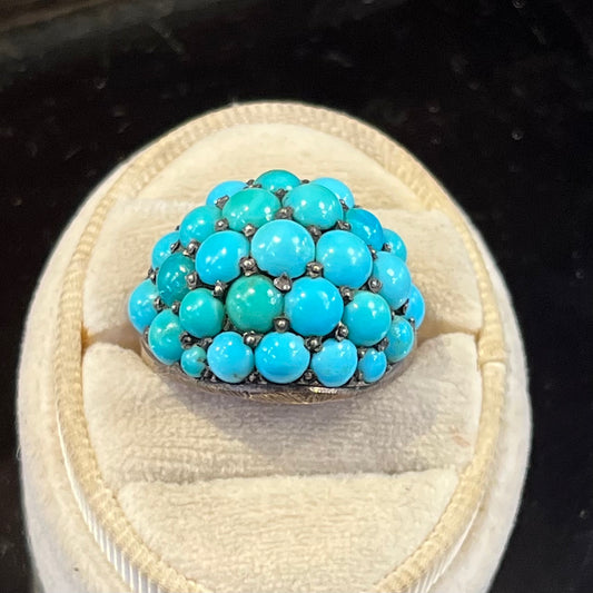 Victorian Era Turquoise Pave Dome Ring