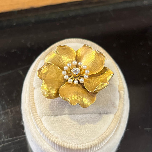 Victorian Era Articulated Dogwood Flower Ring