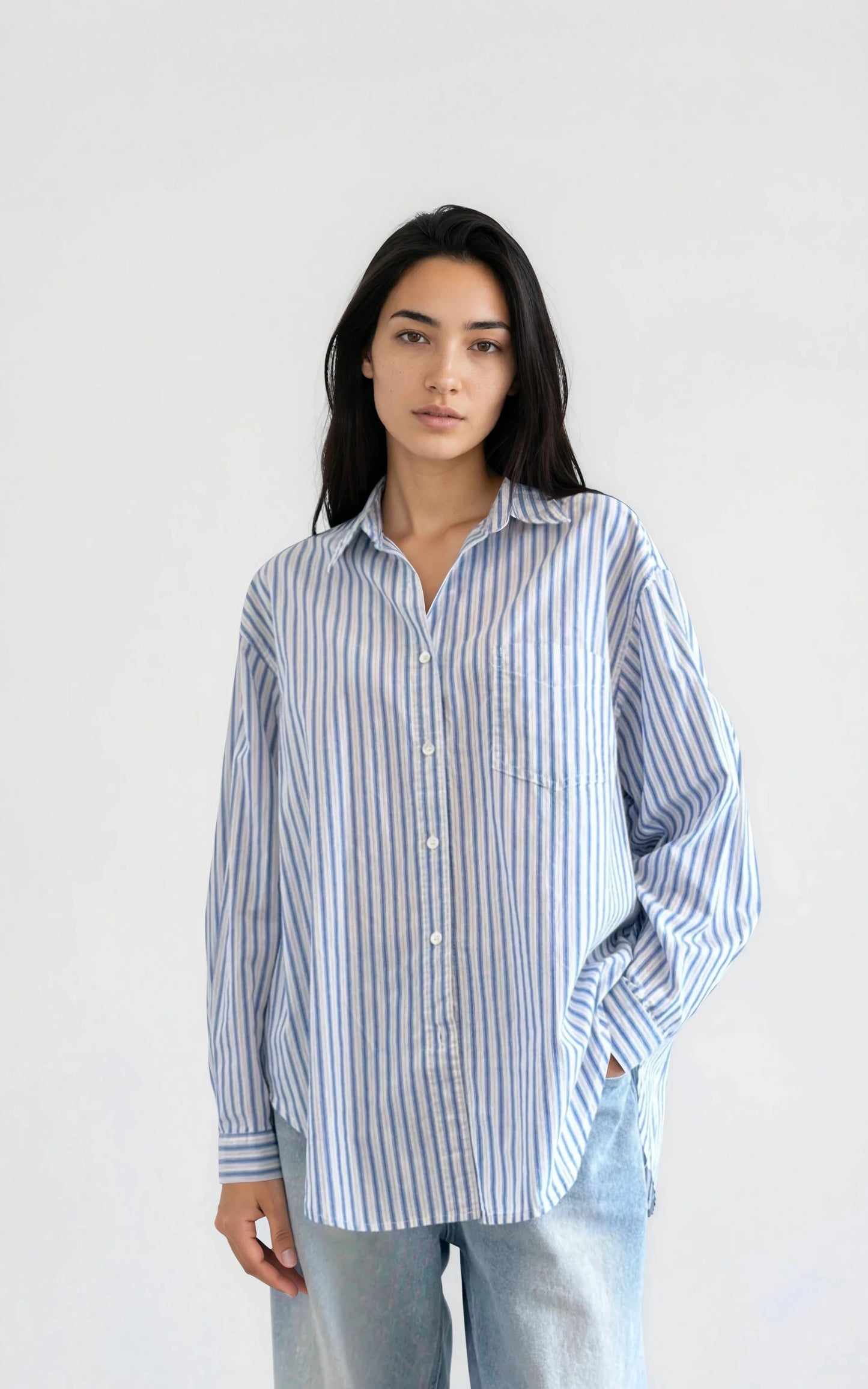 Oversized Stripe Button Down Shirt