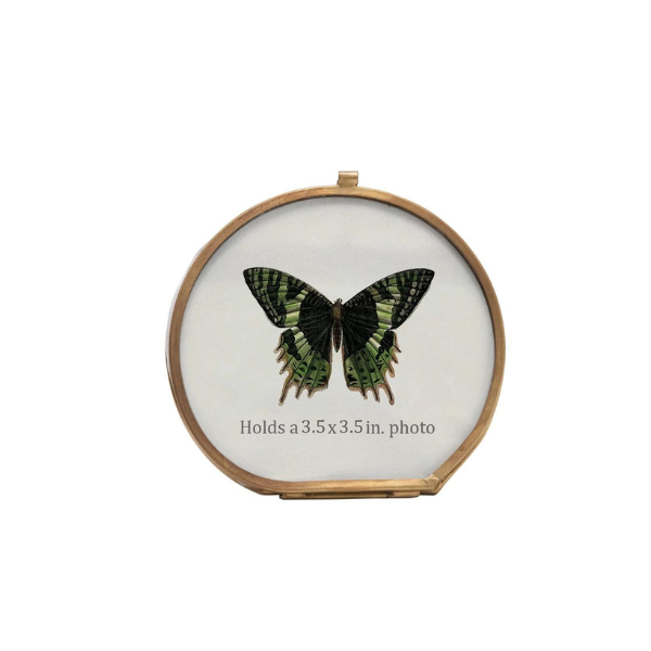 Round Glass & Brass Frame