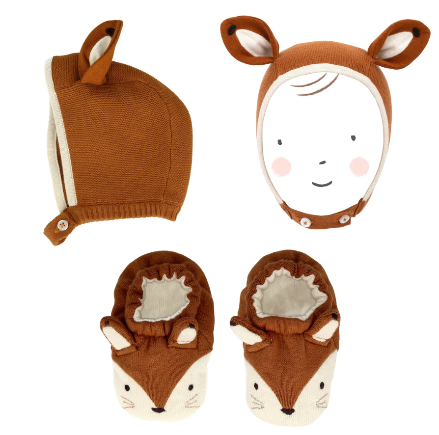 Fox Bonnet & Booties Set
