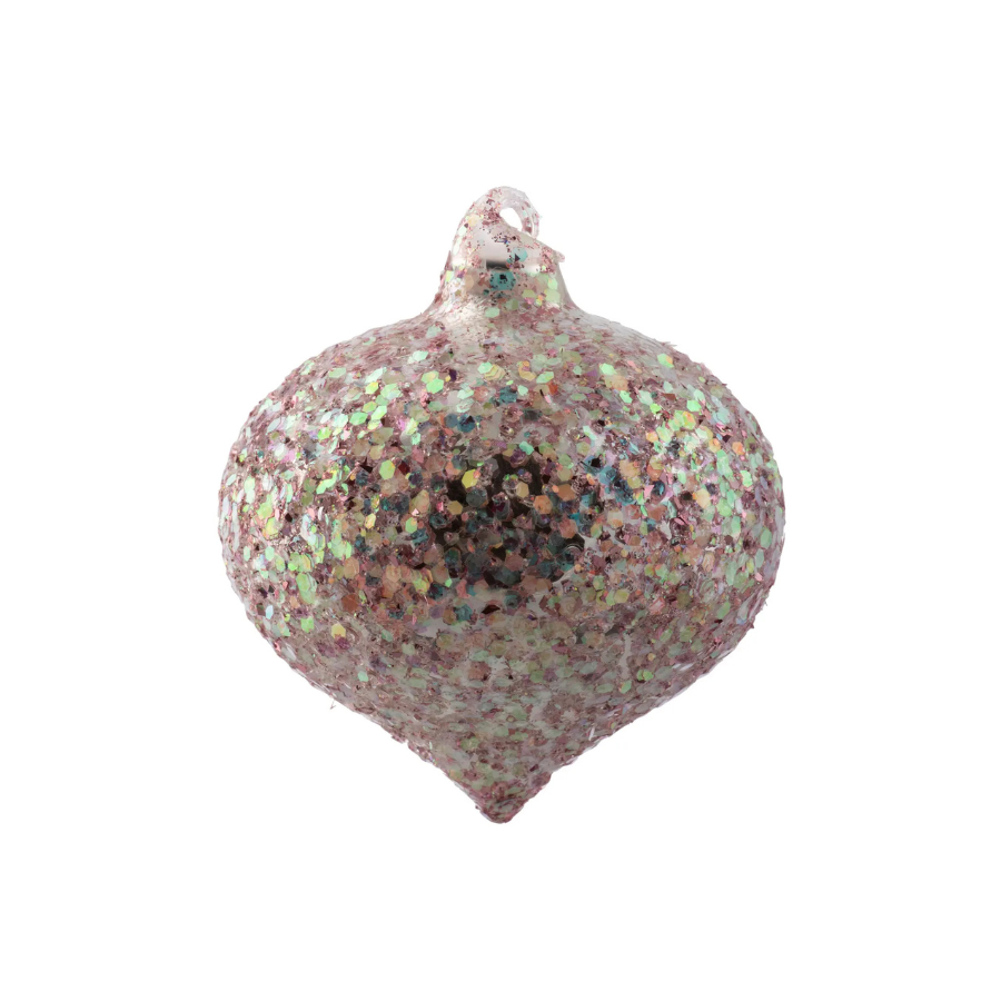 Icy Pink Confetti Glass Ornament