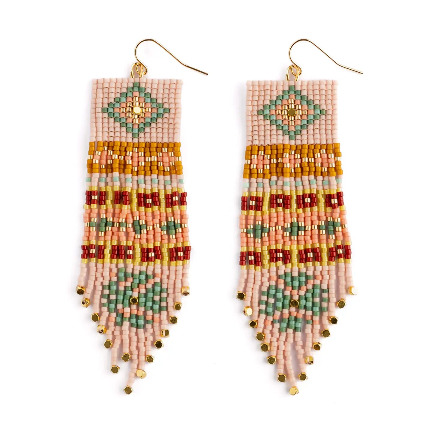 Beaded Handwoven Shisha Fringe Earrings