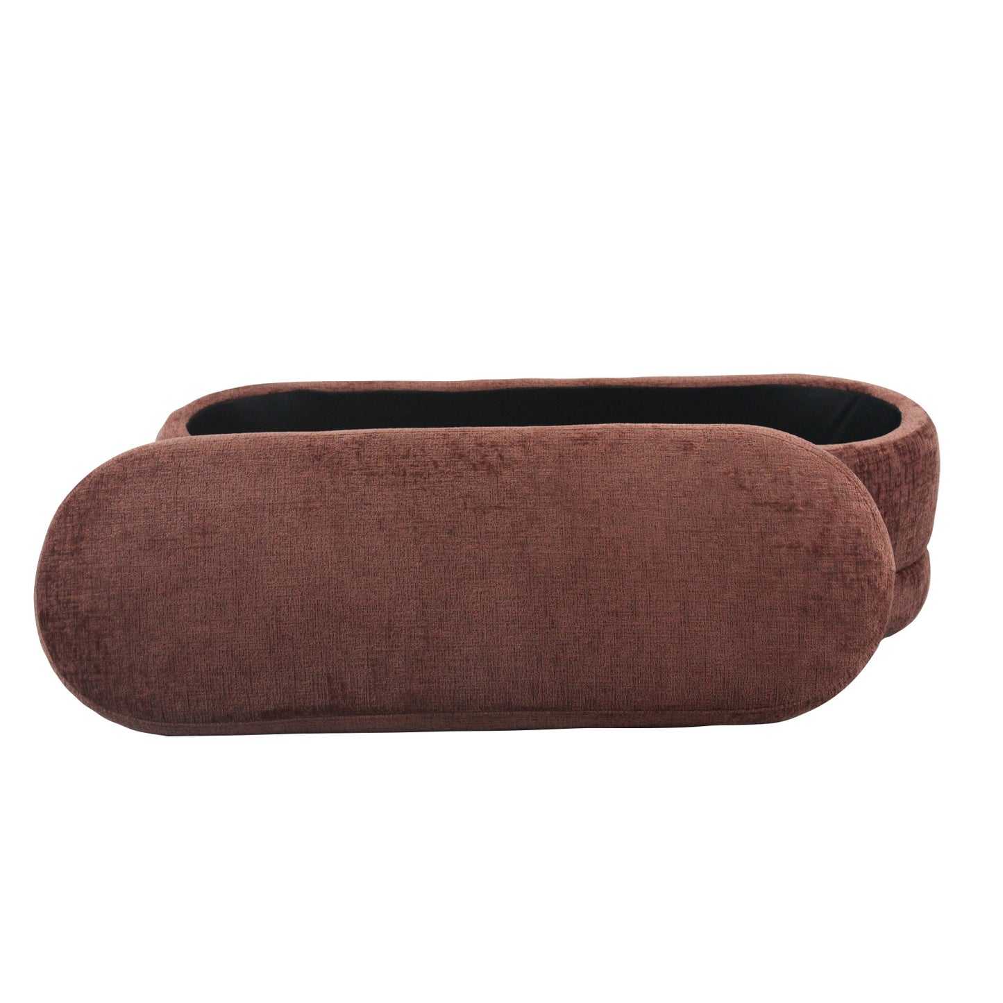 Chenille Fabric Upholstered Storage Ottoman
