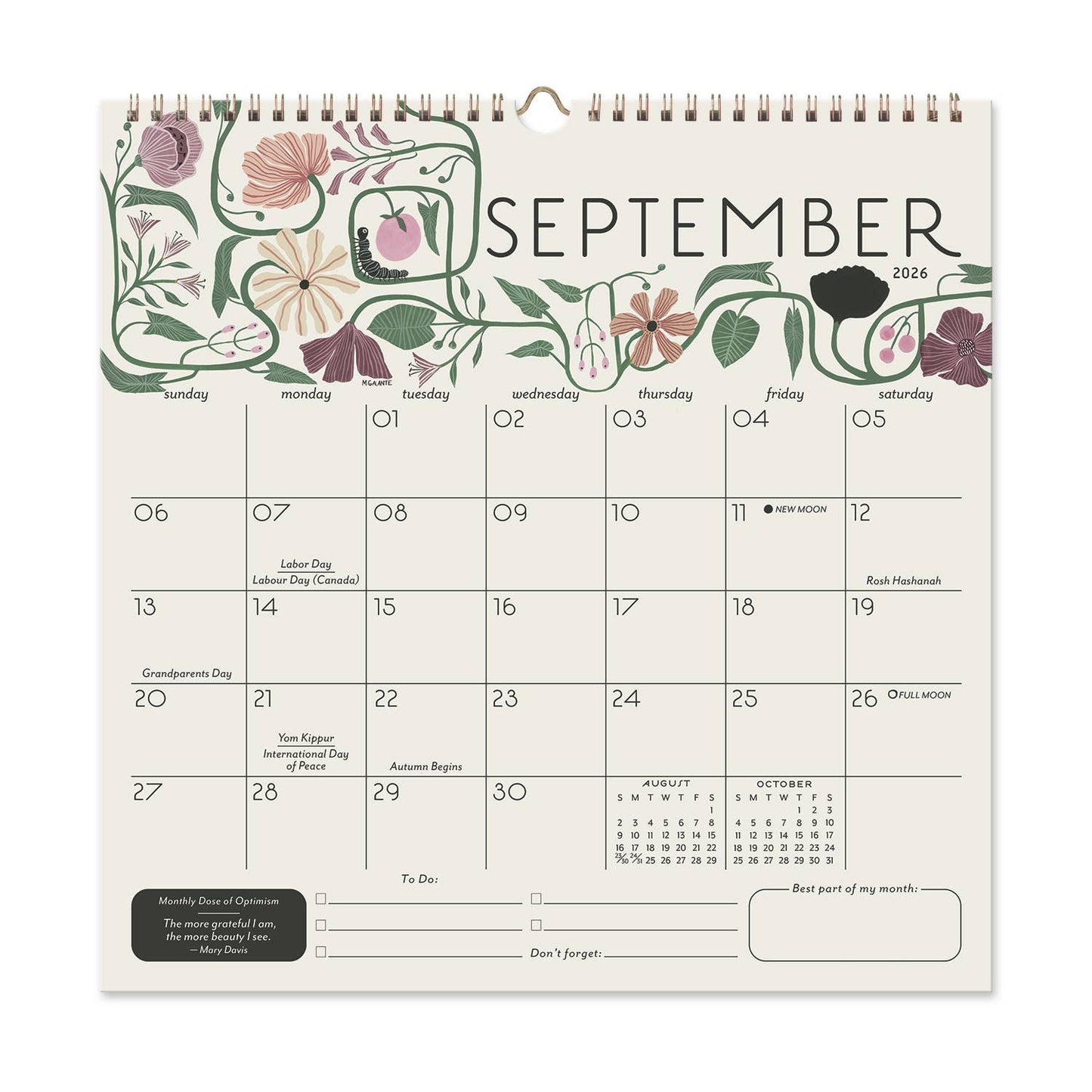 2026 Garden Party 12 Month Classic Grid Calendar