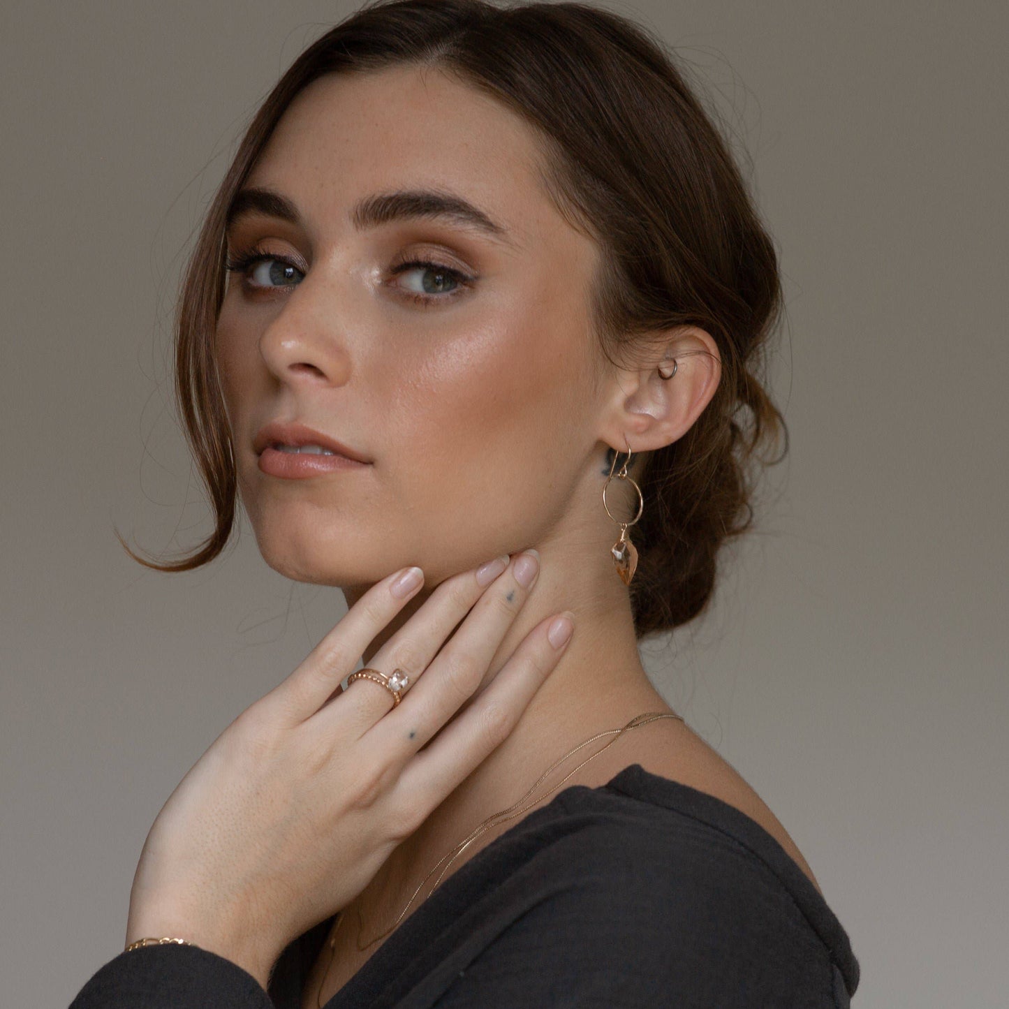 Champagne Quartz Gemstone Drop Earrings