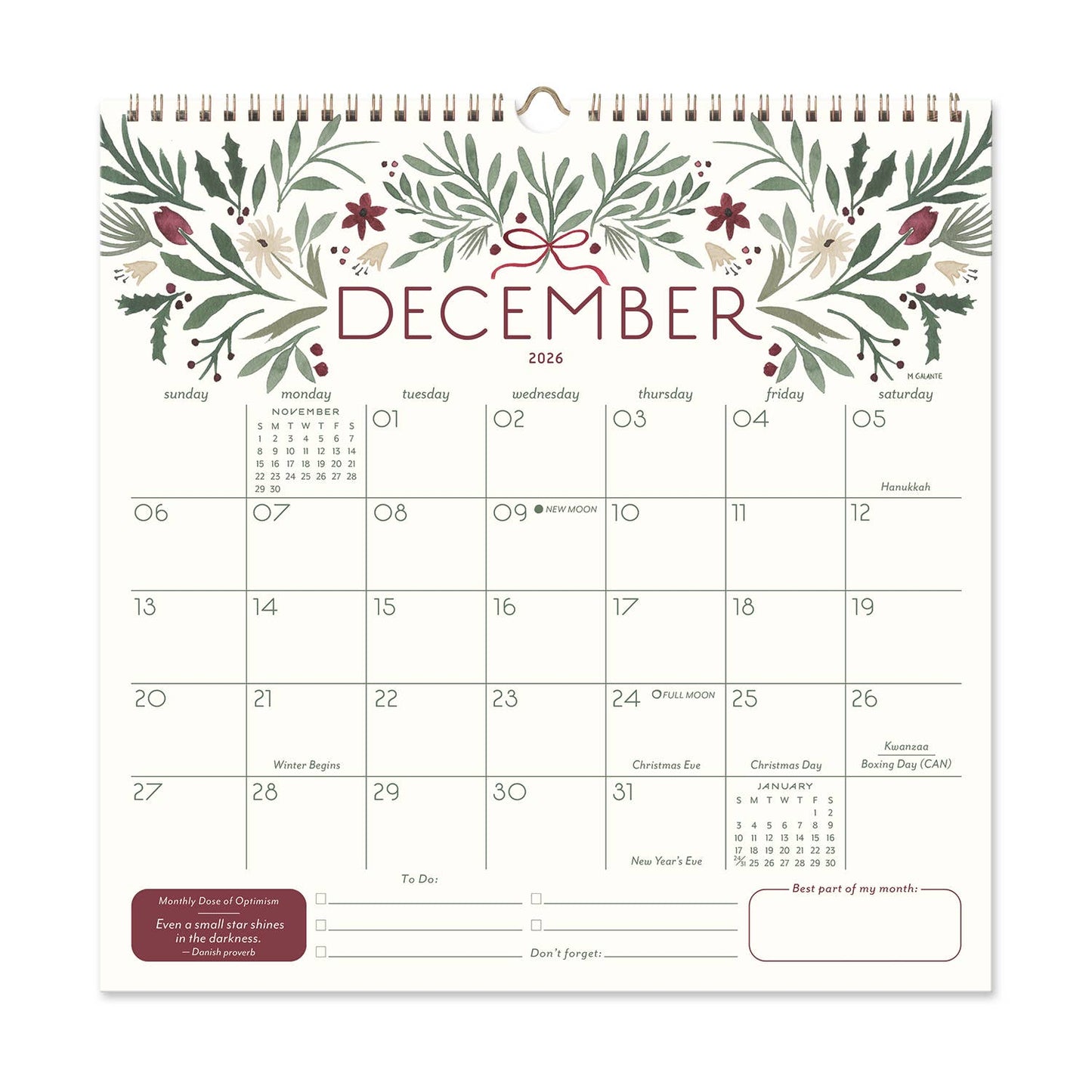 2026 Garden Party 12 Month Classic Grid Calendar