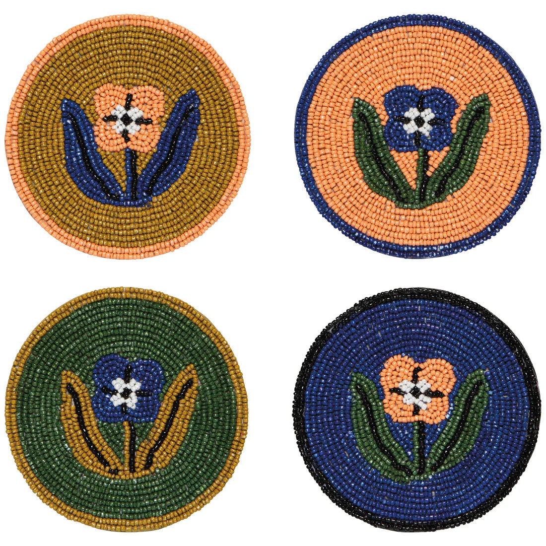 Beaded Coasters, Set of 4