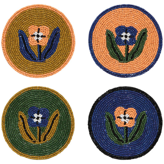 Beaded Coasters, Set of 4