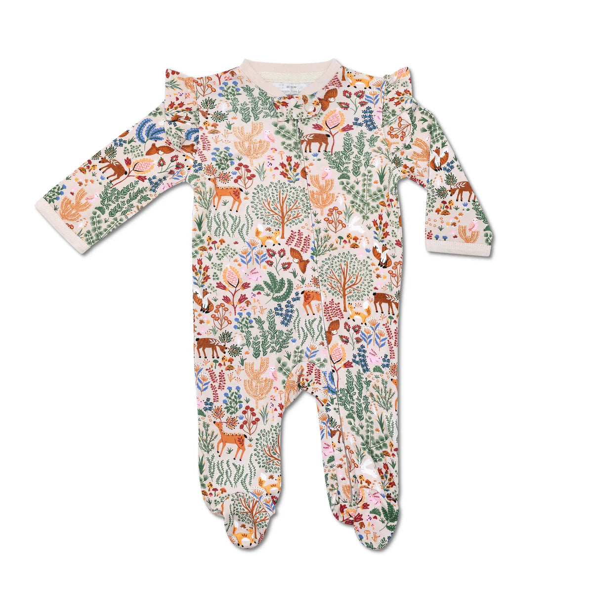 Bamboo Zipper Footie with Ruffles
