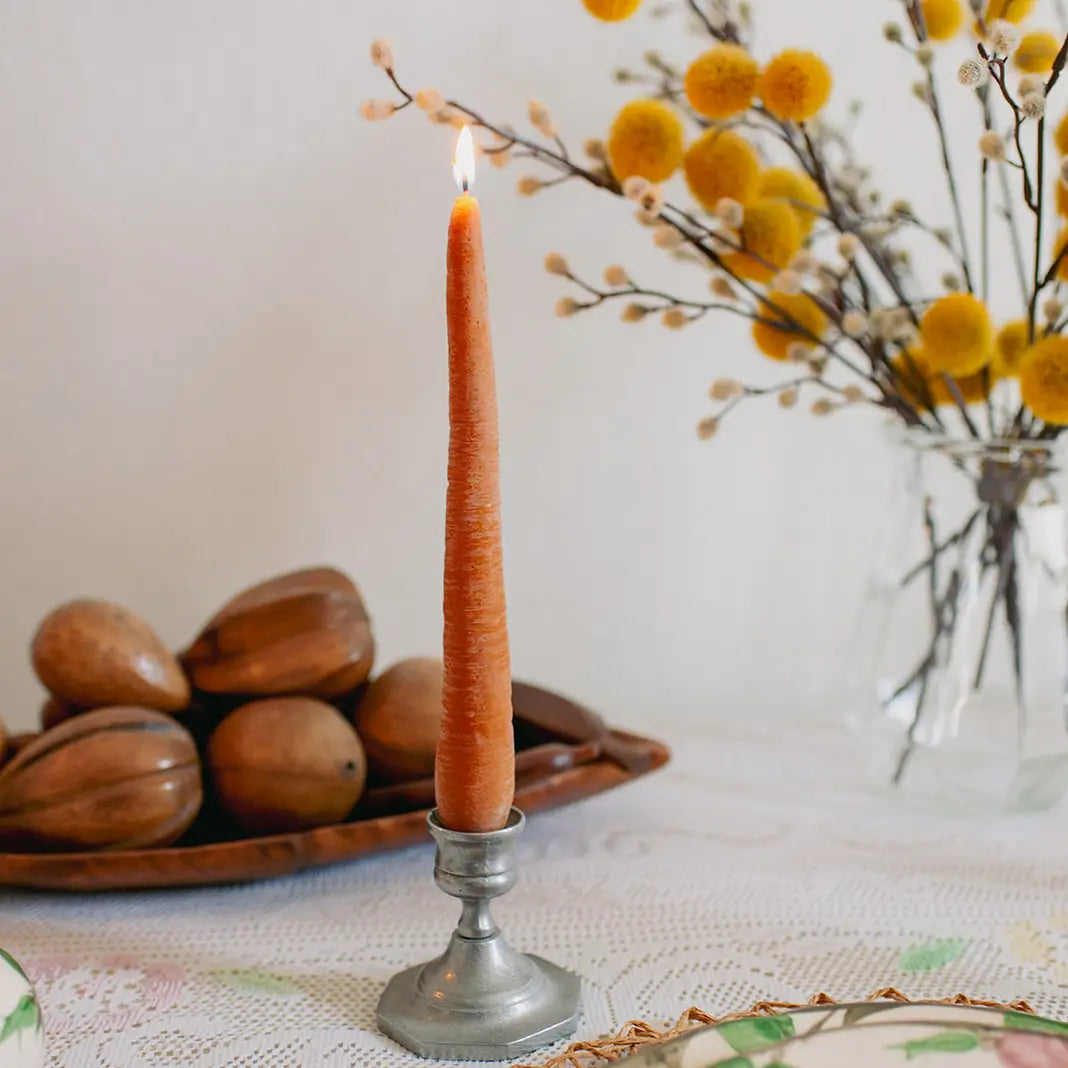 Beeswax Carrot Candlestick Pair