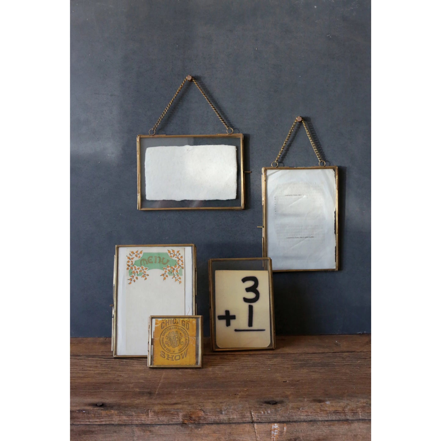 Glass and Brass Frame with Chain