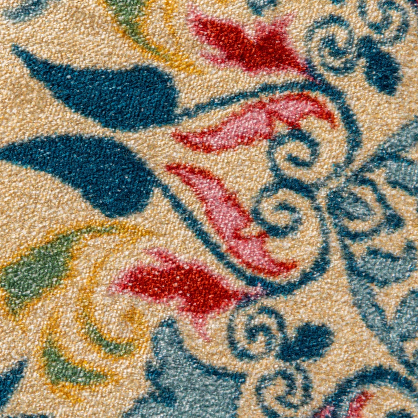 Cotton Blend Velvet Printed Pillow w/ Vintage Carpet Pattern