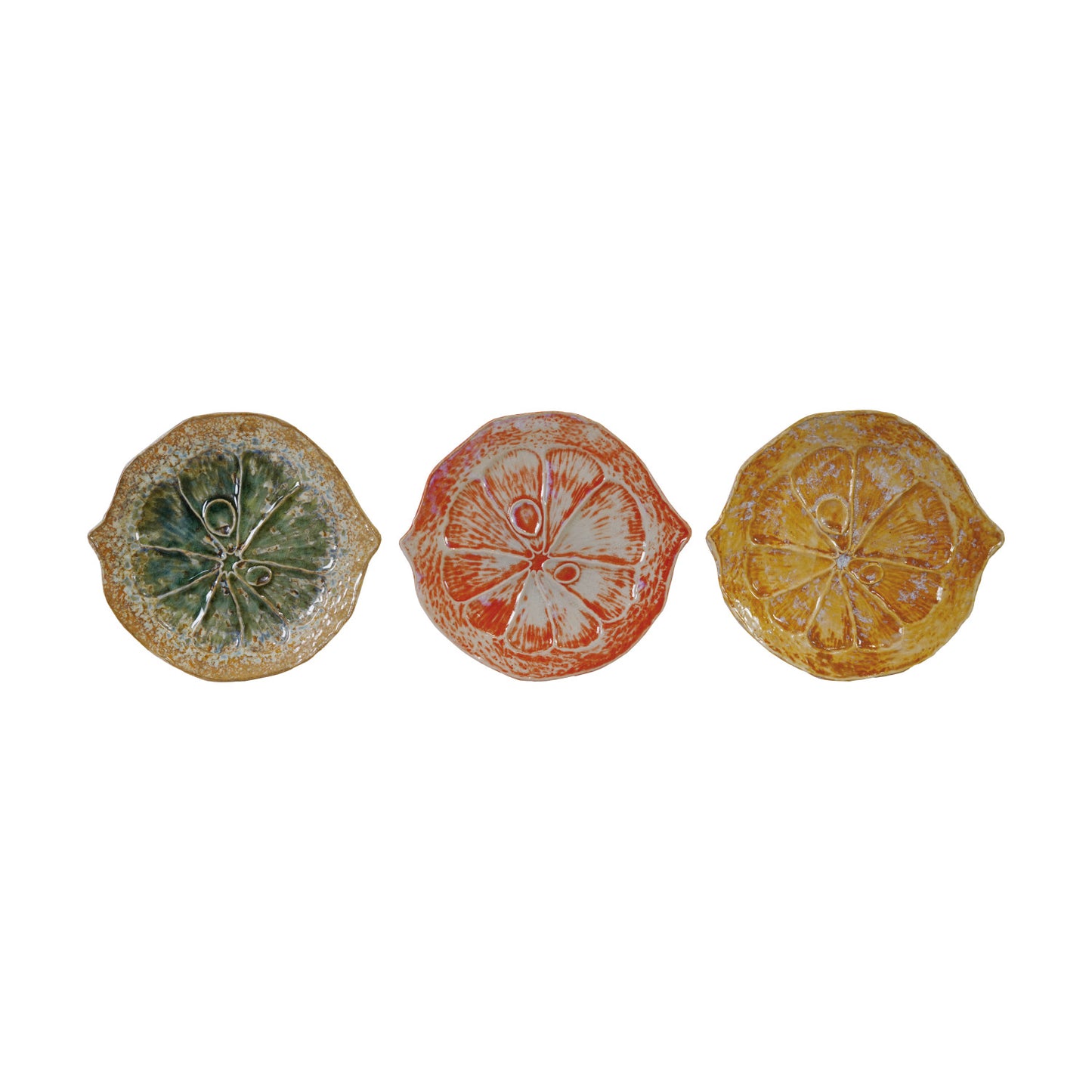 Stoneware Citrus Shaped Plate, 3 Colors (Each One Will Vary)