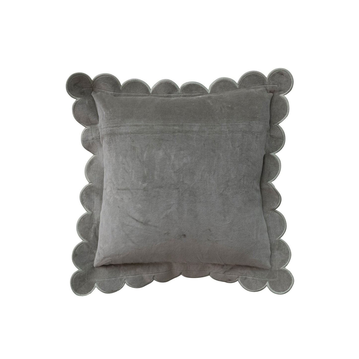 Cotton Velvet Pillow with Scalloped Flange & Stitched Edge