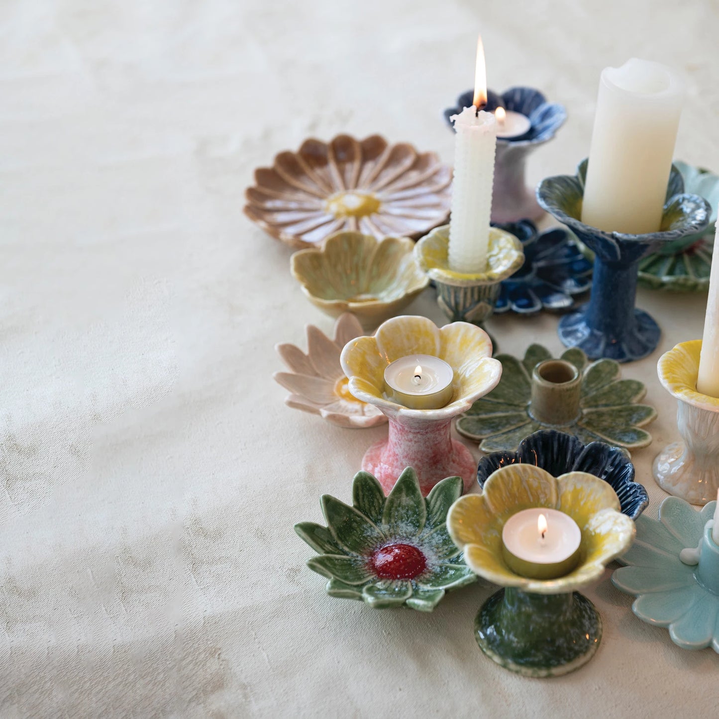 Stoneware Flower Shaped Taper Holder