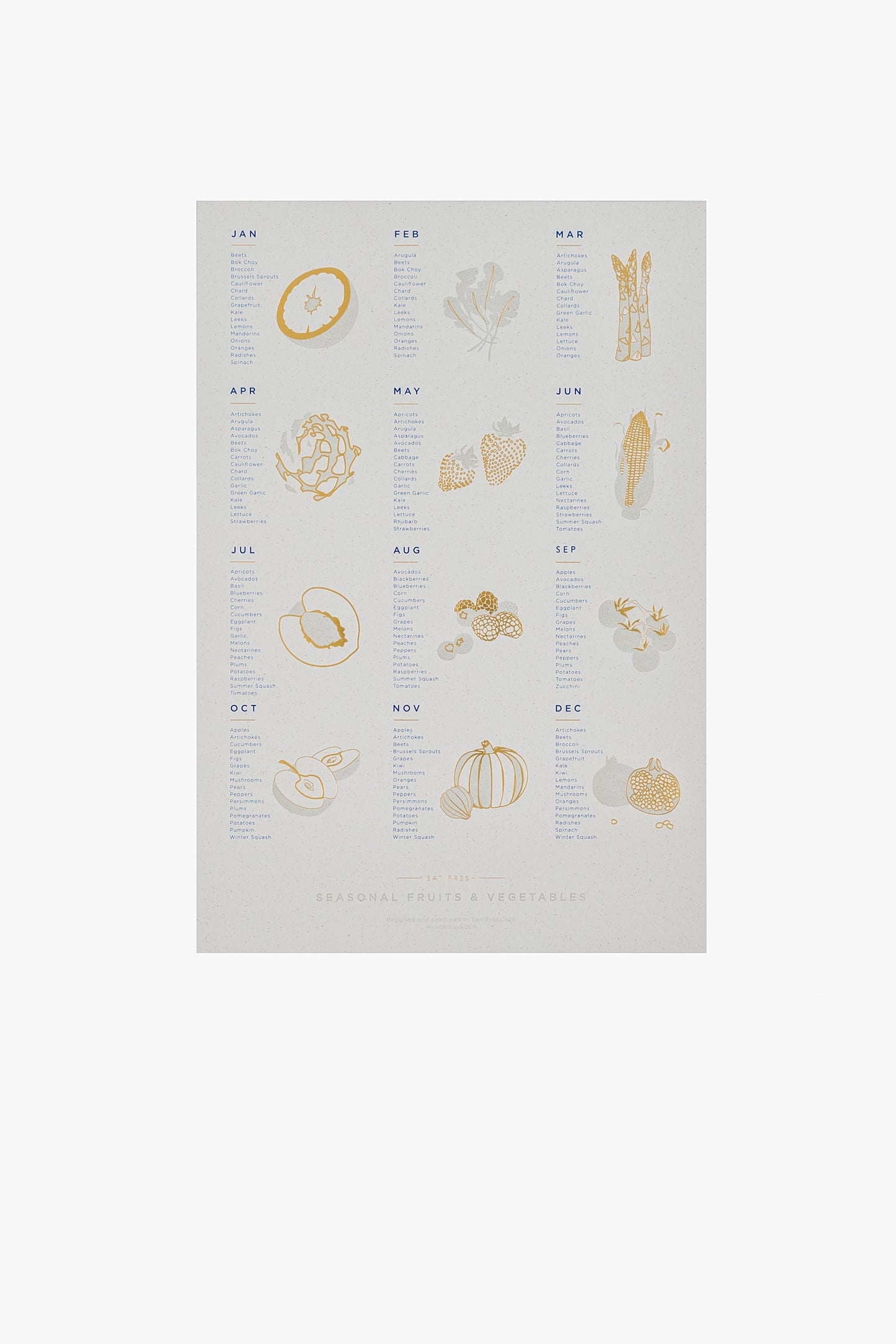 Fruit and Vegetable Foil Pressed Print