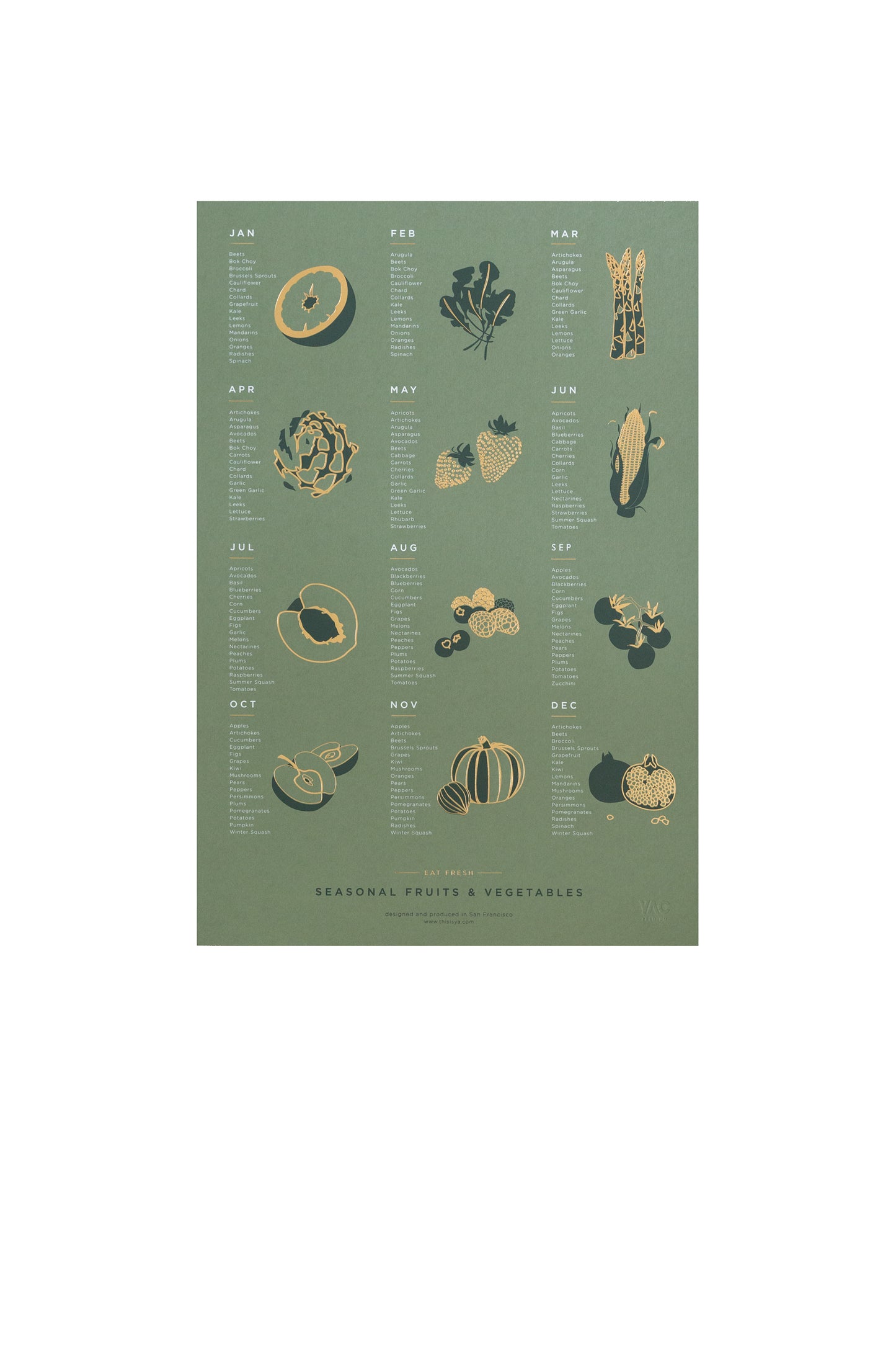 Fruit and Vegetable Foil Pressed Print