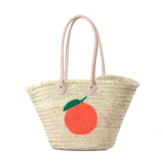 Orange Straw Tote Bag