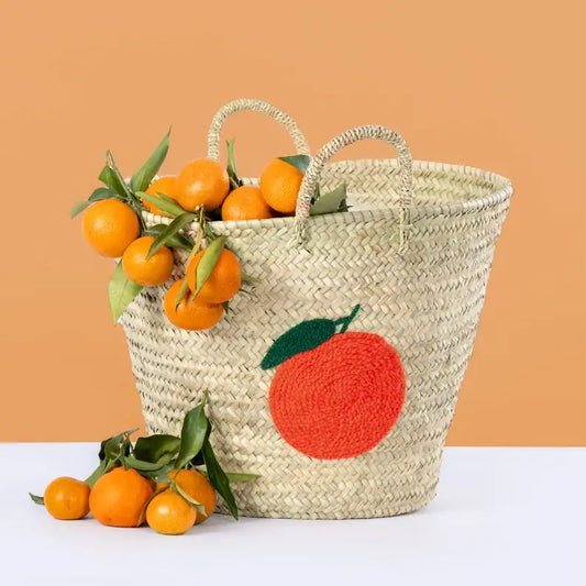 Orange Straw Tote Bag