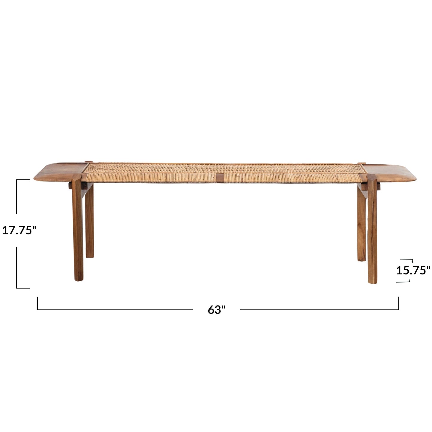 Teakwood & Rattan Bench