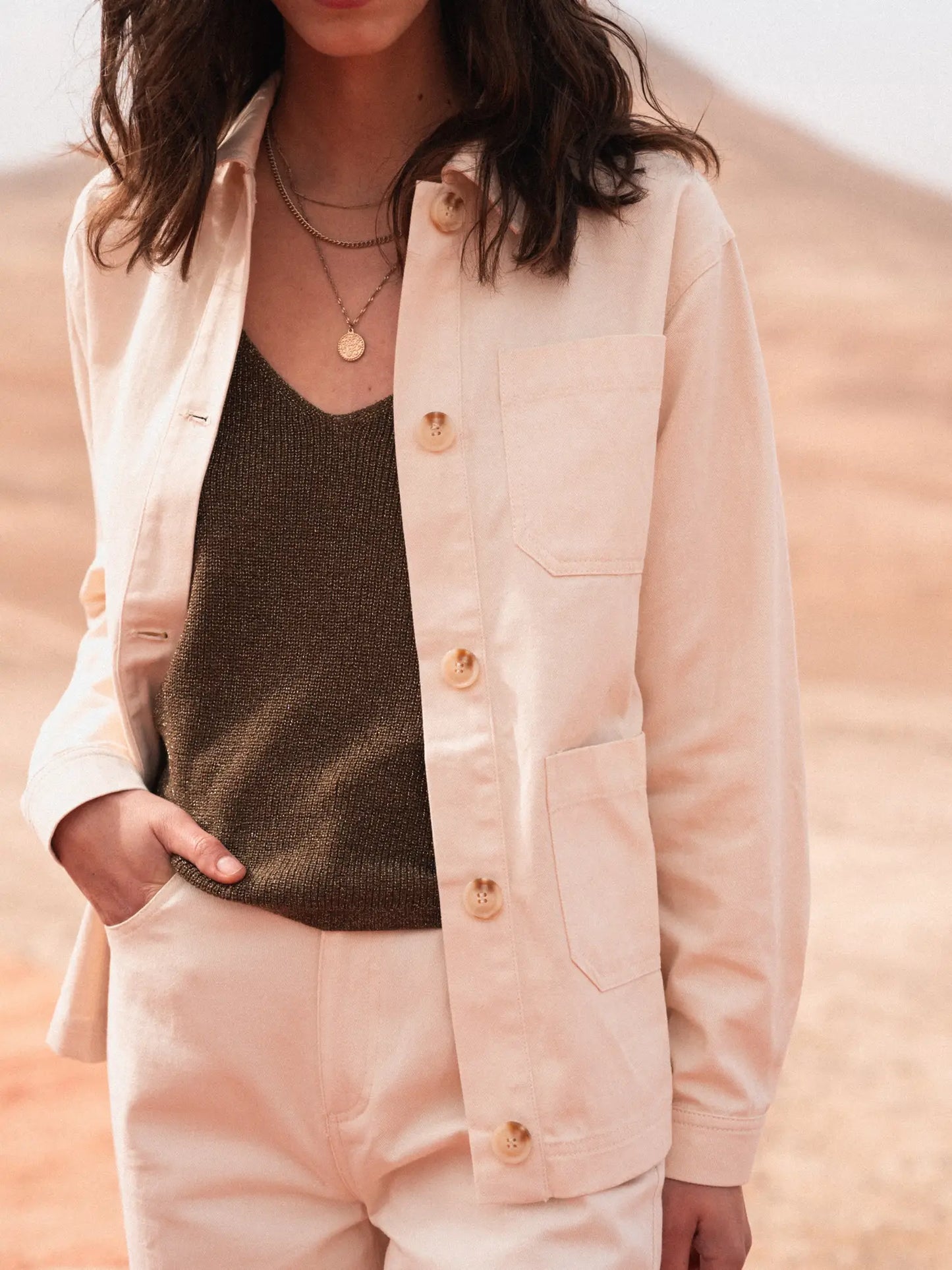 Denim Jacket in Ecru