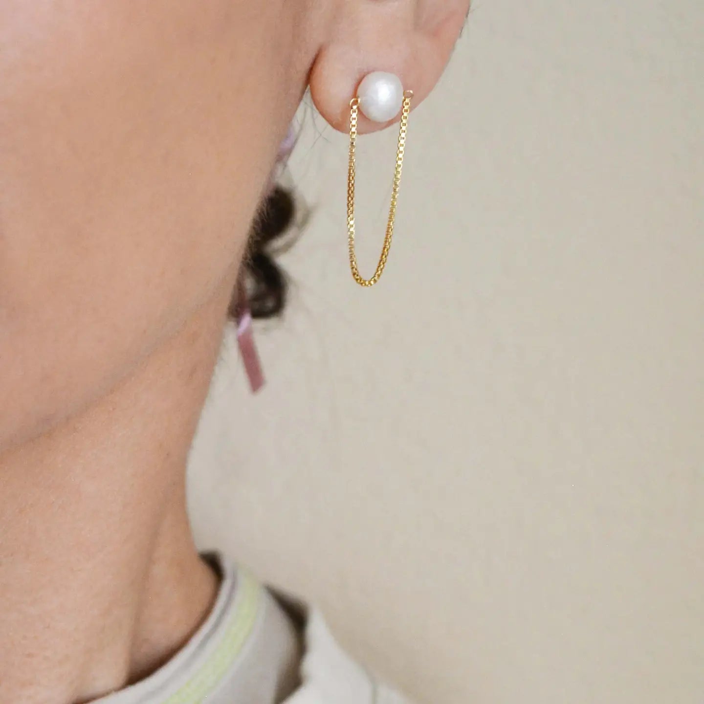 Pearl Chain Drop Earrings